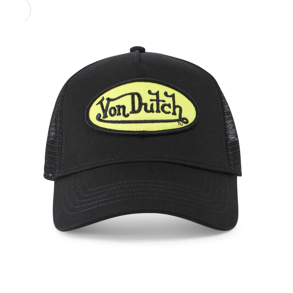 NEW Von Dutch Hat Black Yellow Patch Trucker Mesh SnapBack Cap‎ Retro unisex Y2K